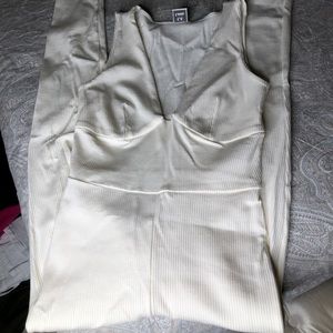 White fitted jump suit